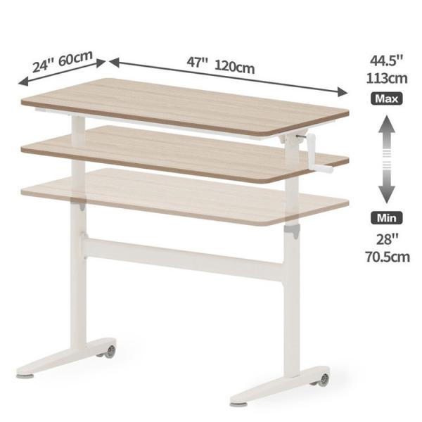 Quality Custom Rustic Brown Hand Crank Standing Desk with Bamboo Desktop and SPCC Steel for sale