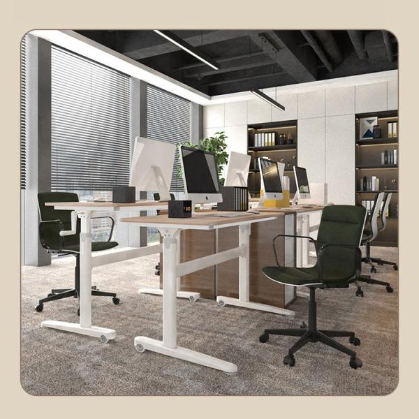 Quality Custom Rustic Brown Hand Crank Standing Desk with Bamboo Desktop and SPCC Steel for sale