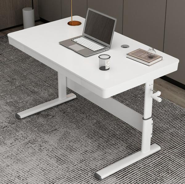 Quality Luxury Standing Table Nordic Style White Wooden Grain Manual Height Adjustable Desk for sale