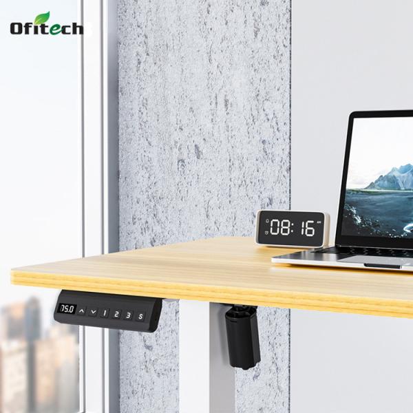 Quality Height Adjustable Electric Wooden Grain Sit Standing Desk for Office and Bedside for sale