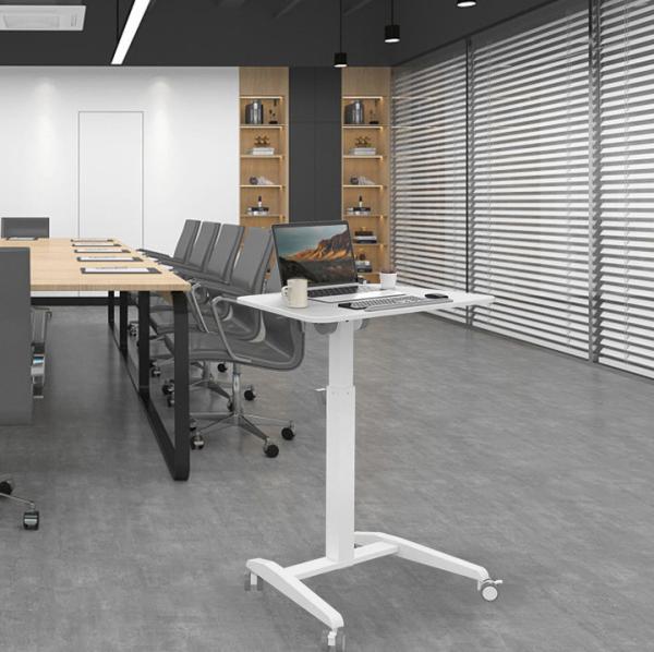 Quality Custom Pneumatic Standup Desk for Small Office Contemporary White Wooden Grain for sale