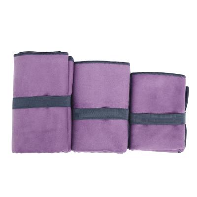 China Purple Soft Waffle Microfiber Swimming Fitness Gym Hand Towel Super Absorbent for sale