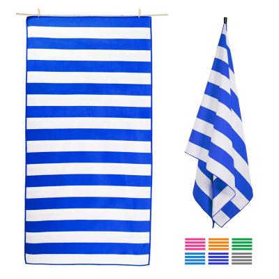 China Recycled Blue And White Striped Resort Beach Towels Quick Dry for sale