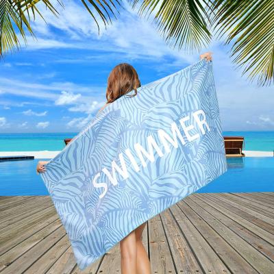 China RPET Waffle Microfiber Custom Embroidered Beach Towels Blankets Sample Free for sale