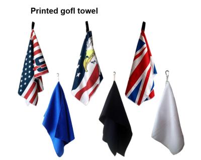 China Embroidered White Microfiber Golf Towel Bulk Custom and customized logo for sale