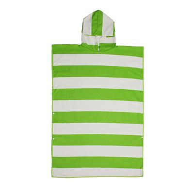 China Customized Striped Microfibre Hooded Beach Towel Poncho For Kids for sale