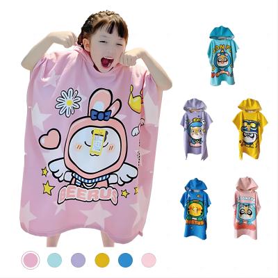 China Soft Microfiber Beach Towel And Bathrobe Poncho For Kids for sale