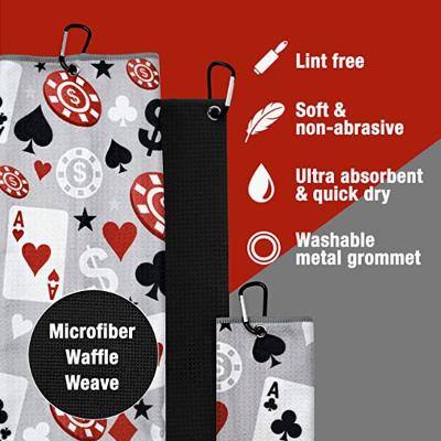 China Microfiber-Golf-Tuch mit dem hängenden Schleifen-enthaltenen einzelnen Verpacken zu verkaufen