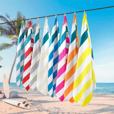 China 200gsm Suede Woman Printed Beach Towel Pink Striped Beach Towel for sale