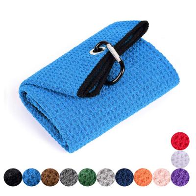China Embroidered Logo Microfiber Waffle Golf Towel Accepet OEM ODM for sale