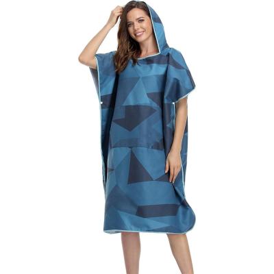 China Quick Dry Sand Free Custom Print Microfiber Poncho Towel With Hood For Women for sale