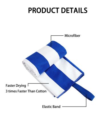 China Color de rayas de microfibra de secado rápido toalla de playa Logotipo personalizado en venta