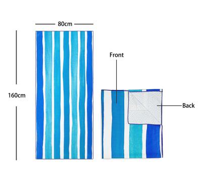 China Toalla de playa de fibra microfibra a rayas con bolsa en venta