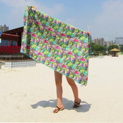 China Op maat gemaakte sublimatie digitale print Microfiber RPET Suede Beach Towel Sand Proof Te koop