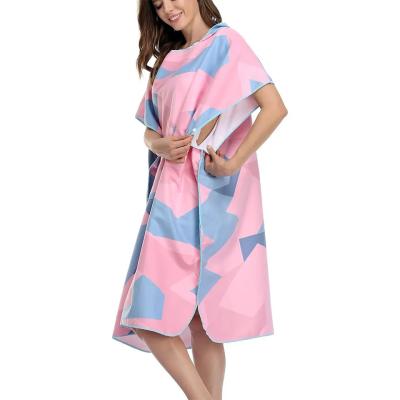 China Custom Microfiber Beach Towel Surf Poncho Towels Women Man With Mesh Bag for sale