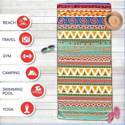 China Large Sand Free Quick Dry Lightweight Water Absorbent Towel Beach With Zip Pocket Converted Into A Bag for sale