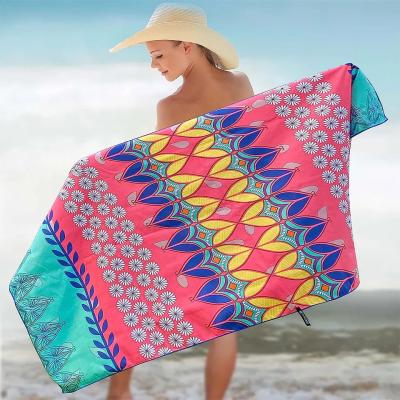 China Best Selling High Quality Free Quick Dry Recycle Pet Microfiber Waffle Digital Print Beach Towel for sale