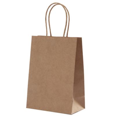 China Brown Custom Logo Gift Shopping Kraft Paper Bag With Handle Coffee Delivery Bag for sale