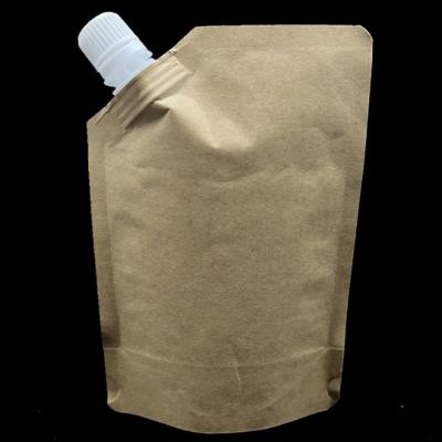 China Biodegradable Foil Custom Printed Stand Up Pouches Waterproof Liquid Kraft Paper Spout Pouch Te koop