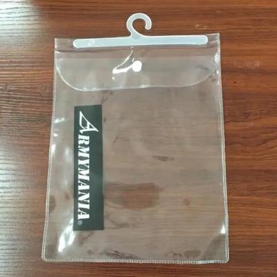 China Customized Size PVC Clear Packaging Bags With Adhesive Tape OEM / ODM With Hook for sale