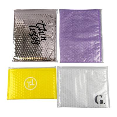China Custom PVC Plastic Bubble Padded Zip Lock Pouch Makeup Cosmetic Zipper Bubble Mailer for sale