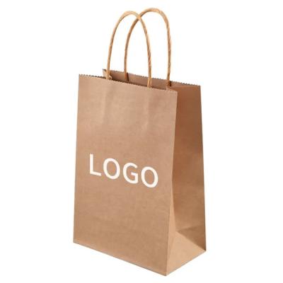 Cina Custom Printed Logo White Brown Gift Shopping Kraft Paper Bag With Twisted Handle in vendita