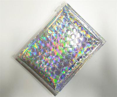 China Customized Holographic Bubble Mailers Shiny Color With Ziplock Closure Recyclable for sale