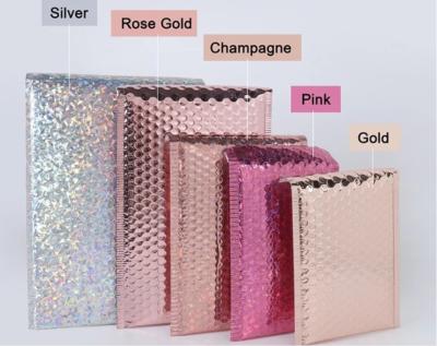 China 6 x 10 Custom Printed Padded Envelopes Bubble Mailing Bags Glitter Metallic Foil for sale