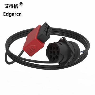 China Red Automotive Wiring Harness J1939 9 Pin Deutsch To Obd2 Cable For Truck for sale