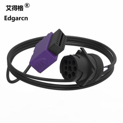China Purple Molding Truck Wiring Harness , J1939 9 Pin Deutsch To Obd2 Cable for sale