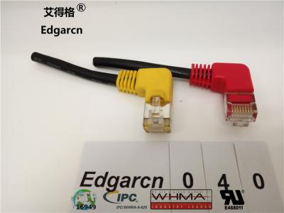 China Cable de comunicación de datos de 500 mm, cable de red 8p / 8c Cat5 con ángulo recto en venta