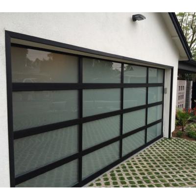 China Transparent Glass Aluminum Frame Panel Garage Door Low Maintenance High Security for sale