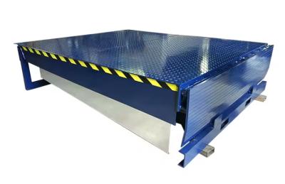 China Truck Unloading Cargo Forklift Use Stationary Hydraulic Electric Loading Dock Leveler with Foot Pedal Control Advantages for sale