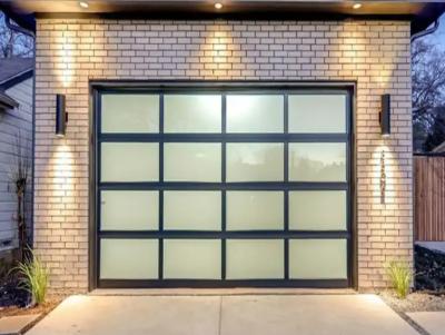 China Modern Aluminum Glass Sectional Door Powder Coating Double Glazing Manual Or Automatic Mirror Glass Garage Doors for sale