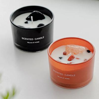 China Customized Private Label Soy Candle With White Sage And Crystal For Purification for sale