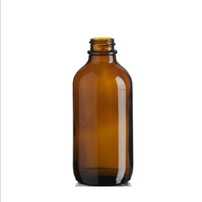 China Aluminium Cap Amber Boston Round Glass Bottle 150ml Wide Mouth Eco Friendly for sale