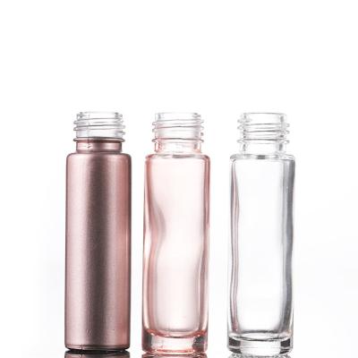 China Pink Color Rose Gold Cap 10ml Glass Roller Ball Bottles for sale
