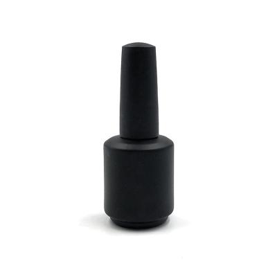 China Matte Black Brush Cap 15ml Round Nail Polish Bottle for sale