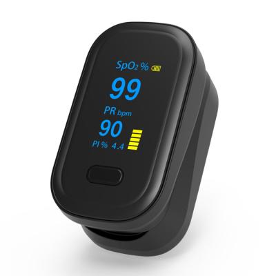 China Black Medical Spo2 Fingertip Pulse Oximeter , Heart Rate Monitor Pulse Oximeter for sale