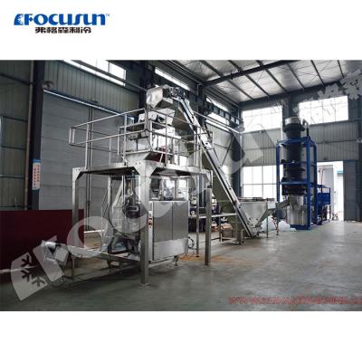 China Capacidade de armazenamento de gelo FOCUSUN Máquina de gelo de tubo de 20 T/dia com embalagem automática de gelo à venda