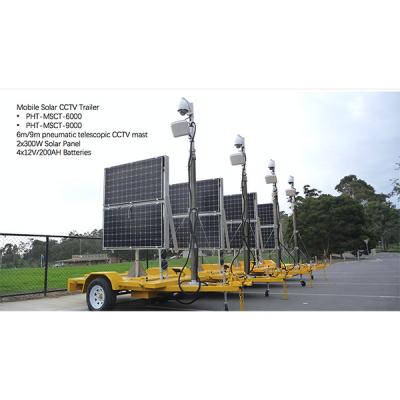 China 6m mobile solar cctv trailer system for sale