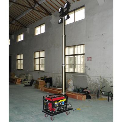 China 2000W lamps mobile light tower, gasoline generator, pneumatic mast for sale
