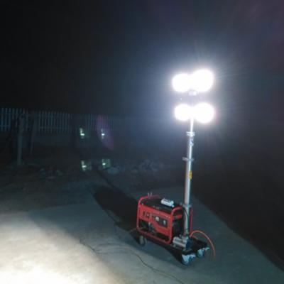 China 2000W portable gasoline generator mobile light tower/ 4x500W halogen lamps/4.2m pneumatic telescopic mast for sale