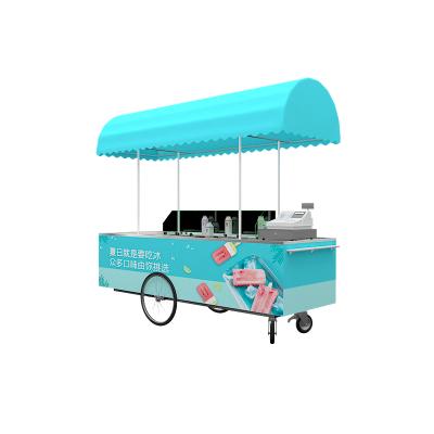 China Commercial Catering Push Carts Mobile Service Mobile Rent Food Cart 3 Wheels Food Lemonade Thai Delivery Freezer Ice Cart à venda