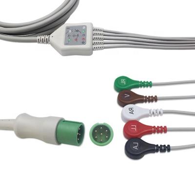 China Green 7-Pin 3/5 Lead ECG Cable And Leadwire For Contec CMS8000 CMS9000 CMS5100 CMS6500 Medical Monitor for sale