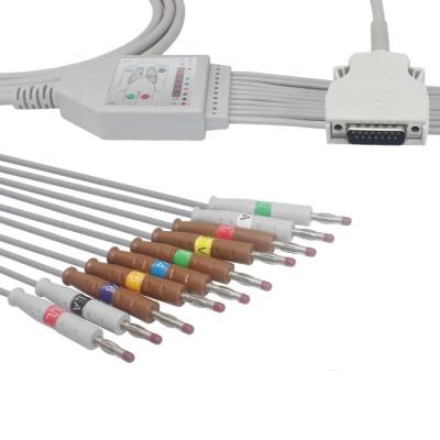 China Direct-Connect Banana Plug 10Lead ECG Cable Mortara 12 Lead EKG Leadwires Banana Type for sale