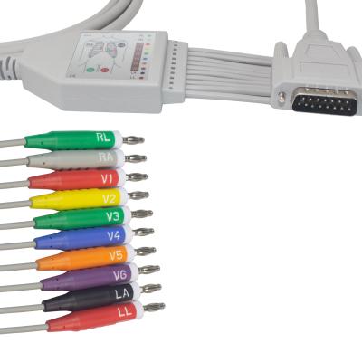 China CE Certified 10 Leads AHA Fixed Banana EKG Cable for Nihon Kohden Patient Monitoring for sale