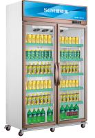 Quality 220V/110V Double Glass Door Display Freezer Beverage Commercial Showcase Refrigerator for sale