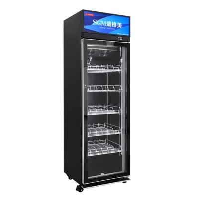 China Lujo puerta de vidrio única refrigerador de bebidas pantalla congelador comercial capacidad 480L en venta