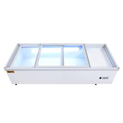 China 220V Puerta de vidrio Refrigerador de mesa de techo removible Refrigeración de bebidas en venta
